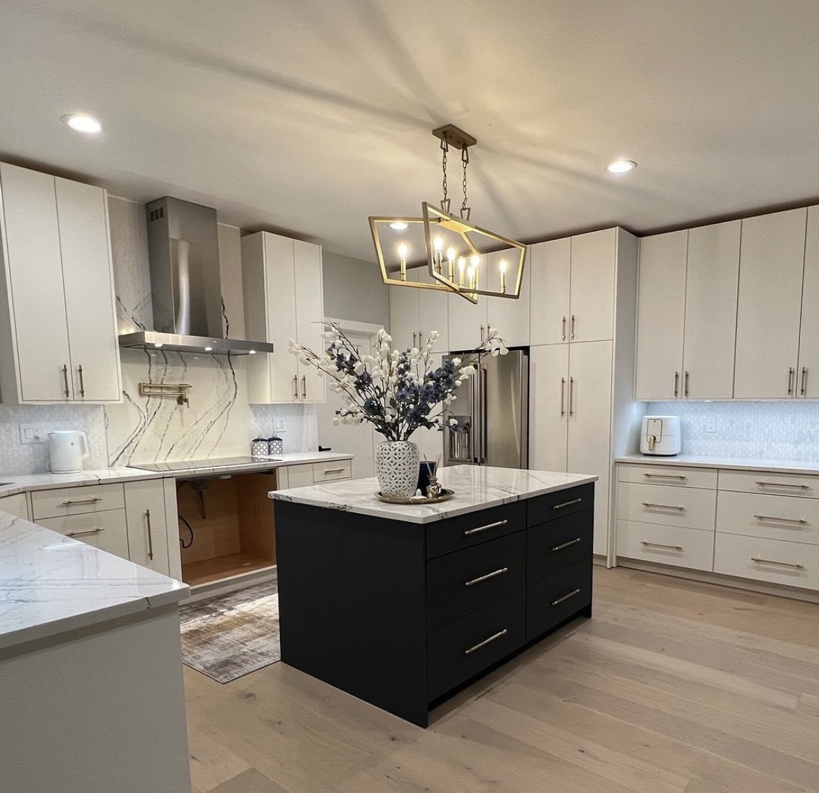 Custom kitchen cabinetry with matte lacquer doors