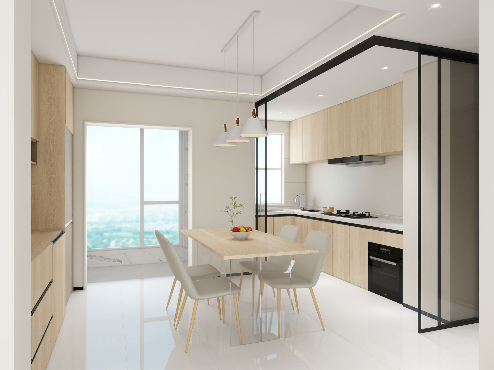 Floor-to-ceiling custom wardrobe-style kitchen in a Dupont Circle pre-war condo.
